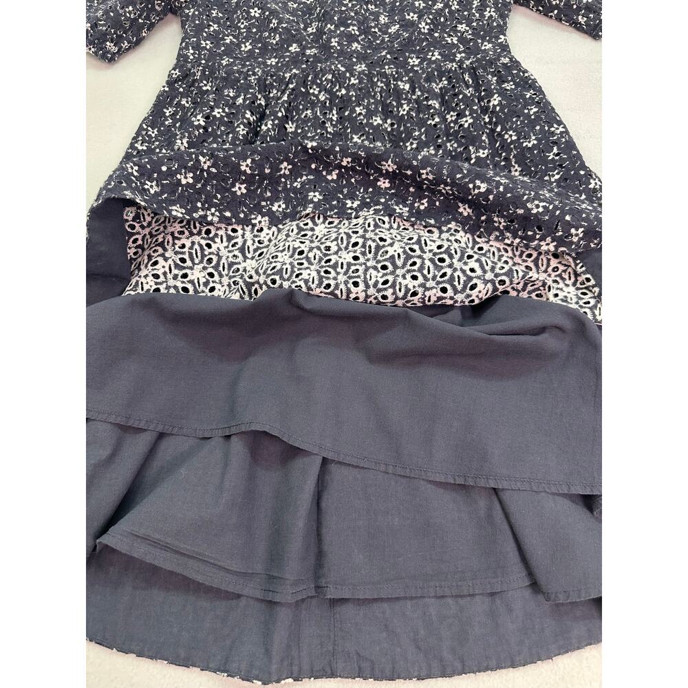 Anthropologie Maeve Lillianne Floral Eyelet Mini Dress Navy Blue Size 6 - Picture 4 of 10
